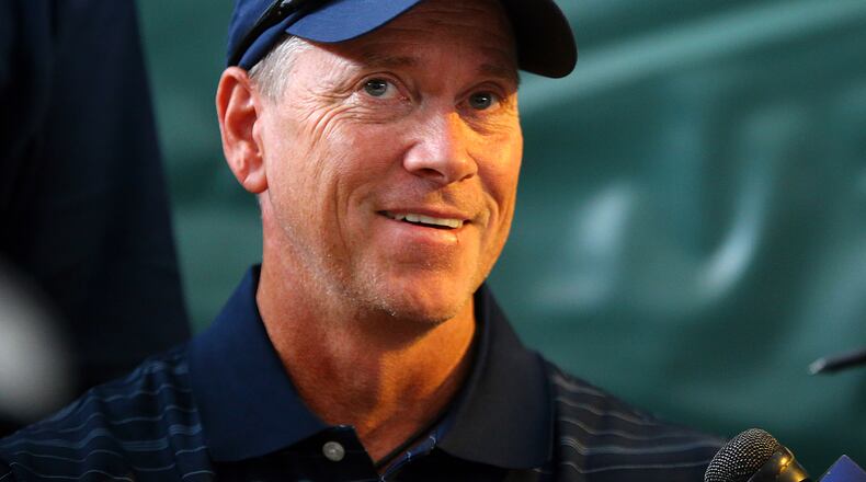 072614 COOPERSTOWN; NY:  Tom Glavine smiles while answering a question during the electees press conference at the Clark Sports Center on Saturday, July 26, 2014, in Cooperstown.   CURTIS COMPTON / CCOMPTON@AJC.COM