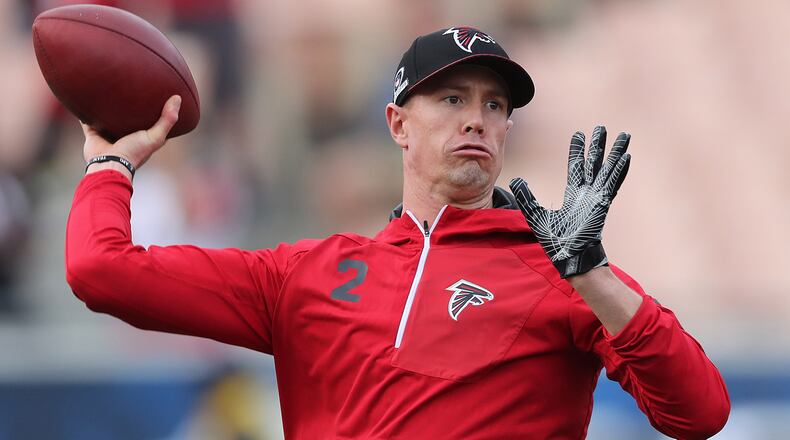 Matt Ryan prepares to play the Rams in their NFL Wild Card Game on Saturday, January 6, 2018, in Los Angeles. Curtis Compton/ccompton@ajc.com