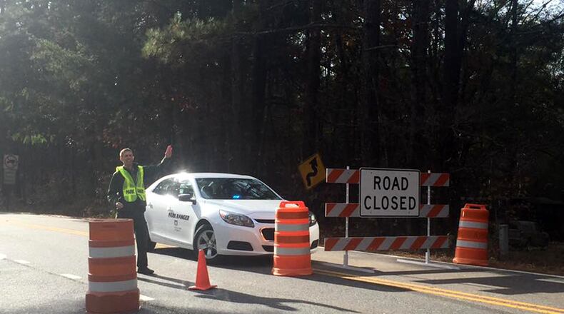 Buford Dam Road at the south end of Lake Lanier will be partly closed for guardrail repairs Wednesday, March 20. U.S. ARMY CORPS OF ENGINEERS via Facebook