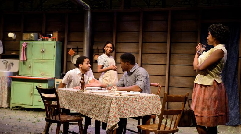 Stephen Ruffin, Markita Prescott, Rob Demery and Eboni Flowers make up the company of the Alliance Theatre’s world premiere production “Too Heavy for Your Pocket,” winner of the Alliance/Kendeda National Graduate Playwriting Competition. CONTRIBUTED BY GREG MOONEY