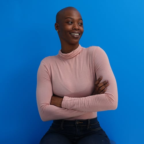 Aicha Soumaoro poses in West Chester, Pa., Friday, Oct. 17, 2025. (AP Photo/Matt Rourke)