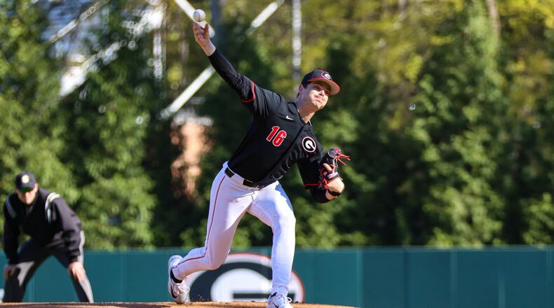Georgia pitcher Kolten Smith delivers against Wofford earlier this season. The Bulldogs will give the ball to the freshman right-hander in the first game of an SEC series against Auburn on Thursday. (Kari Hodges/UGA Athletics)