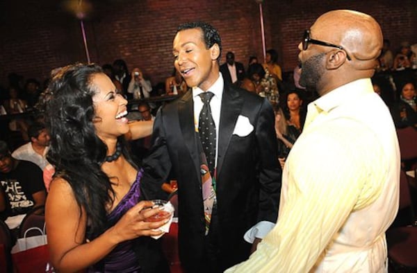 Dwight Eubanks (center), designer of Purple Door Salon, oftened appeared at events on the show. Here he laughs it up with Lisa Wu-Hartwell and her stylist, Tracy Sipp. (Hyosub Shin / AJC)