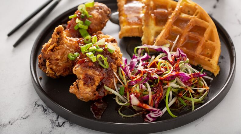 Chicken and waffles from Mukja in Midtown. / Courtesy of Mukja