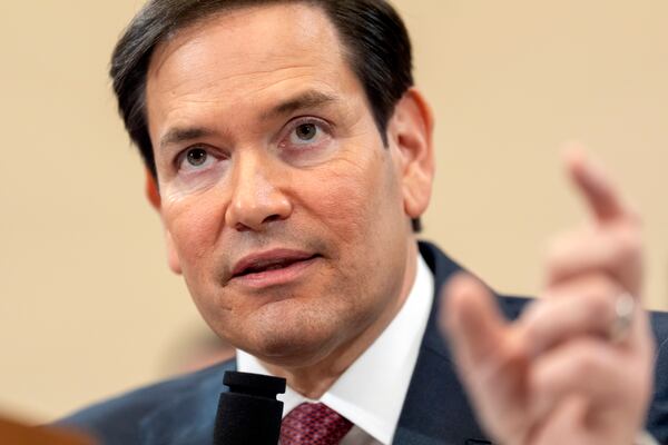 Secretary of State Marco Rubio speaks during a hearing of the House Committee on Foreign Affairs on Capitol Hill, Wednesday, May 21, 2025, in Washington. (AP Photo/Mark Schiefelbein)