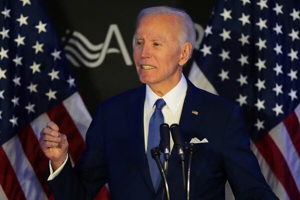 Former U.S. President Joe Biden speaks at Advocates, Counselors, and Representatives for the Disabled conference in Chicago, Tuesday, April 15, 2025. (AP Photo/Nam Y. Huh)