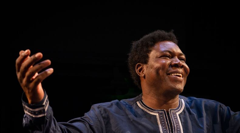 Étienne Minoungou opens the Rialto Center for the Arts season on Sept. 15 with “Traces: A Speech to African Nations.” (Photo by Veronique Vercheval)