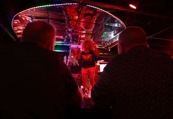 Legendary exotic dancer Anita Rae Strange, better known as Blondie, entertains customers at the Clermont Lounge on Wednesday, June 10, 2026, in Atlanta. (Hyosub Shin/AJC)