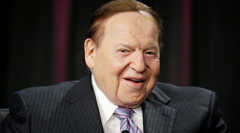 Las Vegas Sands chairman Sheldon Adelson has died at age 87. (AP Photo/John Locher)