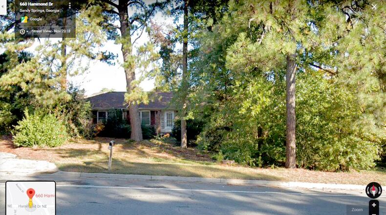 A house at 660 Hammond Drive, Sandy Springs, is being sold to the city for $450,000 for a future widening of the street. GOOGLE MAPS
