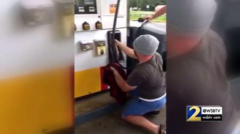 A Georgia man was surprised to find a snake inside a gas bump.