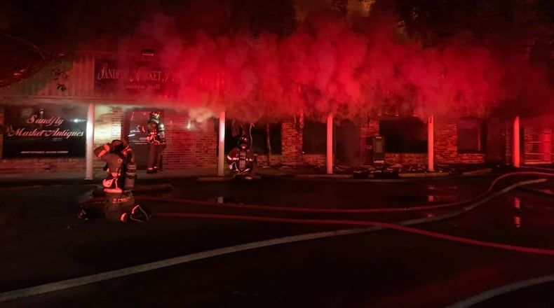 Savannah firefighters are battling a large fire Tuesday morning that broke out at a popular marketplace. Image Chatham Emergency Services