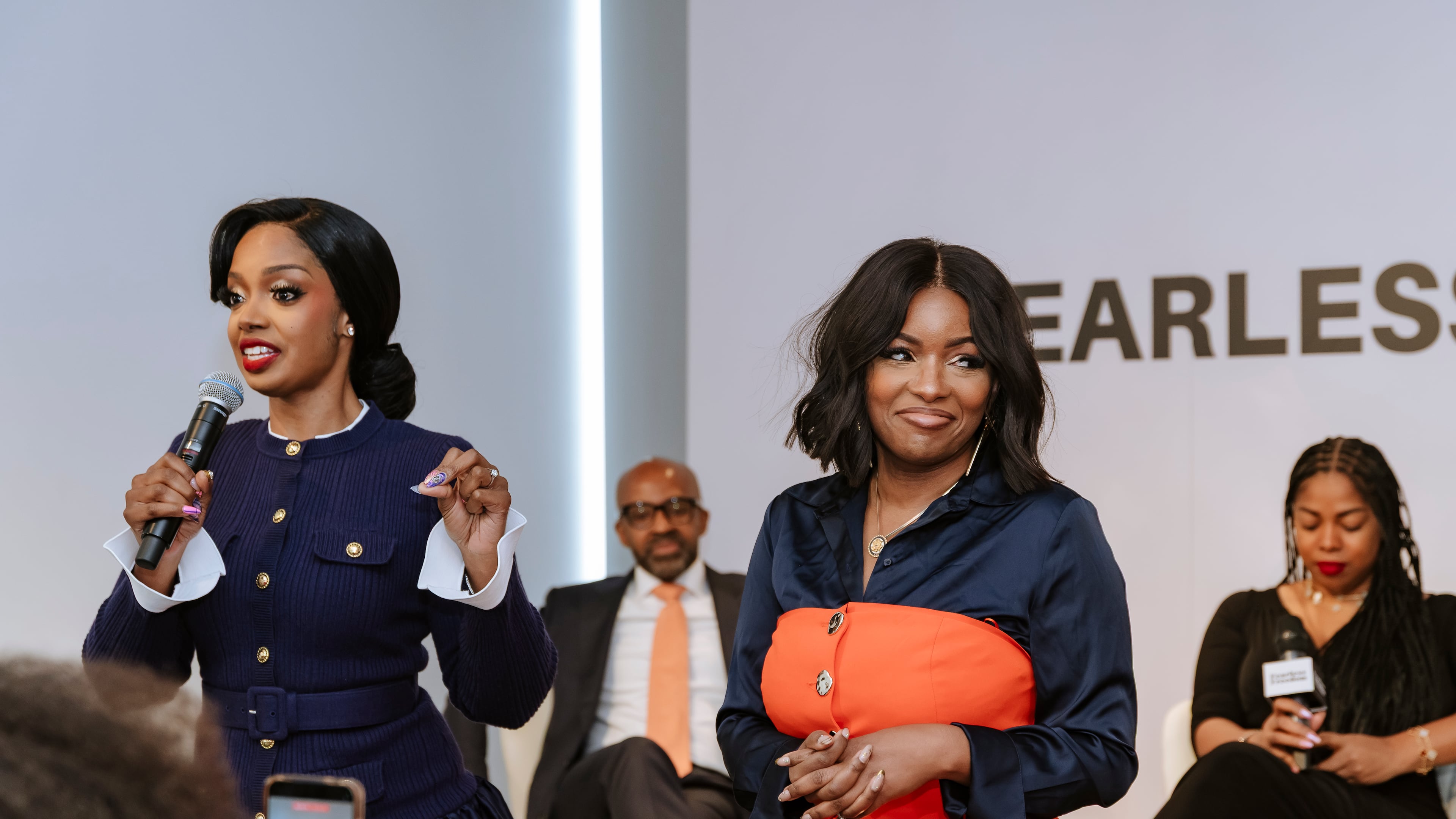 Arian Simone (left), CEO of Atlanta-based venture firm Fearless Fund, stands with U.S. Rep. Jasmine Crockett (D-Texas), at the firm's inaugural Fearless Global Initiative in New York on Monday, Sept. 22, 2025.
(Courtesy of Sonie Visual Media.)