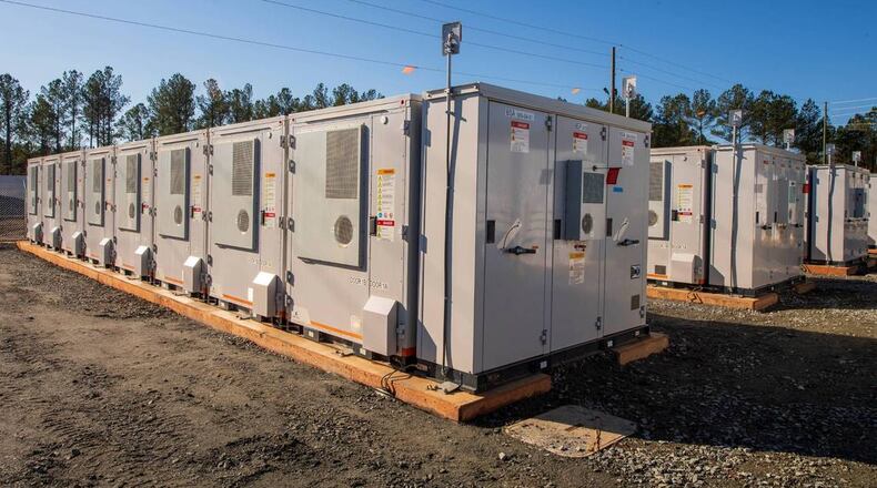 65 MW, Mossy Branch Battery Energy Storage System in Talbot County, Georgia in December 2023. Georgia Power Co. says battery energy storage is an alternative to fossil fuels and creates more flexibility with energy usage from demand fluctuations. (Courtesy of Georgia Power)