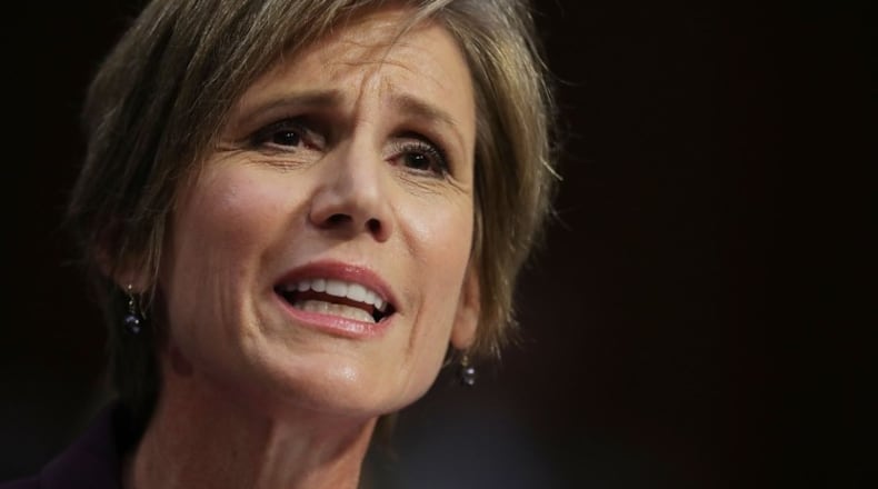Former acting U.S. Attorney General Sally Yates testifies before the Senate Judicary Committee’s Subcommittee on Crime and Terrorism in 2017. (Photo by Eric Thayer/Getty Images)
