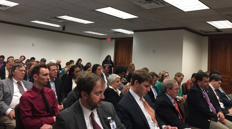 As congressional Republicans’ new health care proposal ignited marathon debates in Washington this week, a packed audience of lobbyists and reporters in Georgia came to the state Capitol on Friday, March 10, 2017, to watch the state Senate confront the plan’s impact here. Lt. Gov. Casey Cagle led the inaugural meeting of the state Senate’s Health Care Reform Task Force on March 10. Task force members are concerned that Congress may change Medicaid in a way that would disadvantage Georgia. (ARIEL HART / ahart@ajc.com)