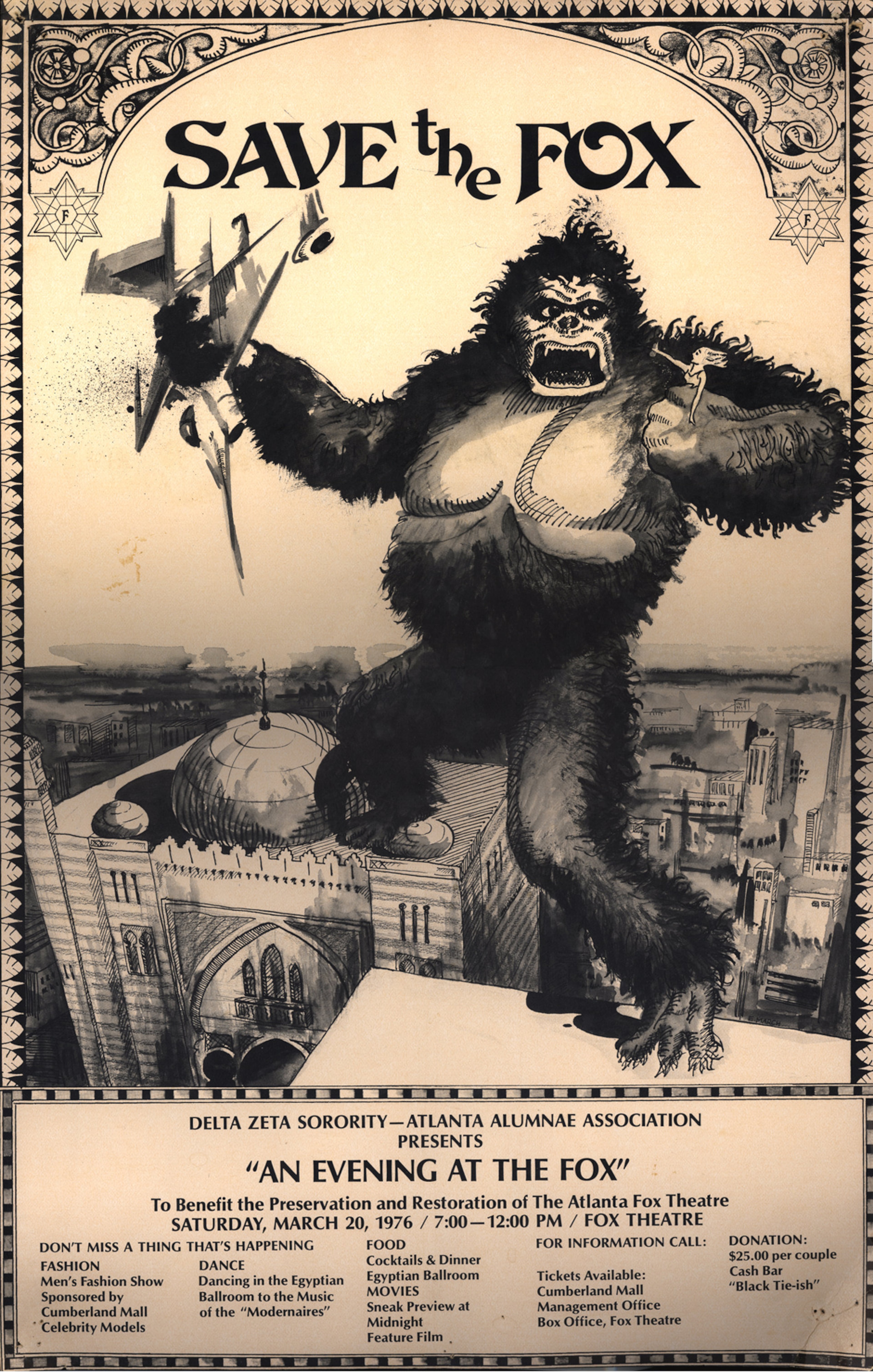 A "Save the Fox" benefit poster from 1976. (Courtesy of Fox Theatre Archives)