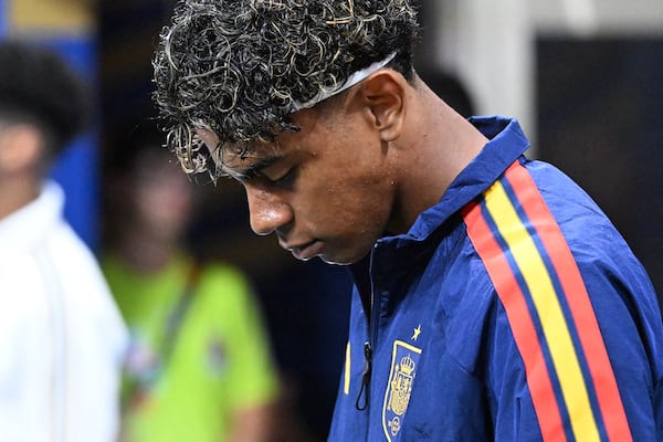 Spain's Lamine Yamal preparing for Spain's June 21 group stage match against Saudi Arabia in Atlanta. (Hyosub Shin/AJC)