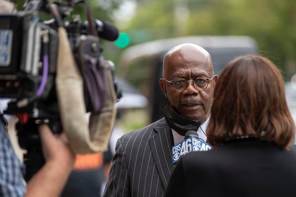 06/23/2020 - Atlanta, Georgia -  Fulton County District Attorney Paul Howard speaks to the press before the start of the funeral service for Rayshard Brooks at Ebenezer Baptist Church in Atlanta's Sweet Auburn community, Tuesday, June 23, 2020. (ALYSSA POINTER / ALYSSA.POINTER@AJC.COM)