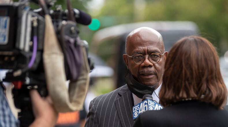 Fulton County District Attorney Paul Howard speaks to the press before the start of the funeral service for Rayshard Brooks at Ebenezer Baptist Church in Atlanta's Sweet Auburn community on June 23, 2020. (ALYSSA POINTER / ALYSSA.POINTER@AJC.COM)