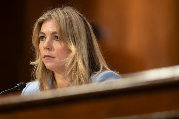 Sarah Wynn-Williams, Facebook's former director of Global Public Policy, testifies before the Senate Judiciary Subcommittee on Crime and Counterterrorism on Capitol Hill, Wednesday, April 9, 2025, in Washington. (AP Photo/Mark Schiefelbein)