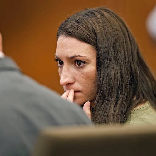 Clancy confers with her lawyer Kevin Reddington during her murder trial where she is charged in the 2023 killing of her three children, Wednesday, July 22, 2026, in Plymouth Superior Court in Plymouth, Mass. (Greg Derr/The Patriot Ledger via AP, Pool)