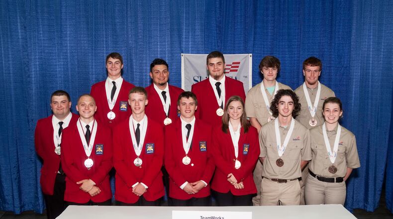 Adairsville High School students, right, pose for a photo with other medalists from the SkillsUSA National Leadership and Skills Conference held in June in Louisville, Ky.