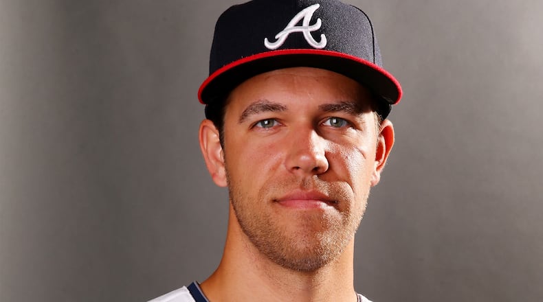 LAKE BUENA VISTA, FL - FEBRUARY 24: Ian Thomas #82 of the Atlanta Braves poses for a portrait during the Atlanta Braves Photo Day at Champion Stadium on February 24, 2014 in Lake Buena Vista, Florida. (Photo by Elsa/Getty Images)