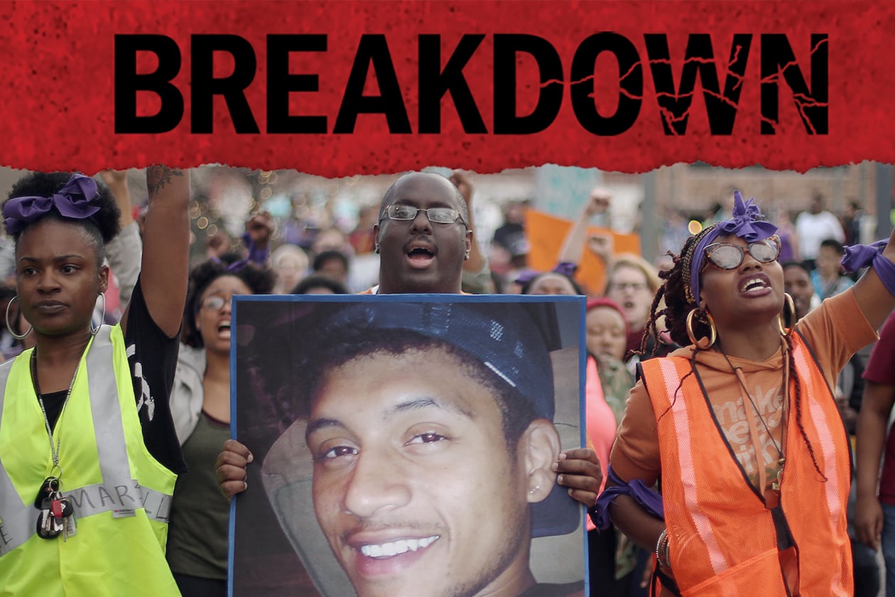 Protesters take to the streets of downtown Decatur in 2015 to protest the shooting death of Anthony Hill. (BEN GRAY / BGRAY@AJC.COM)