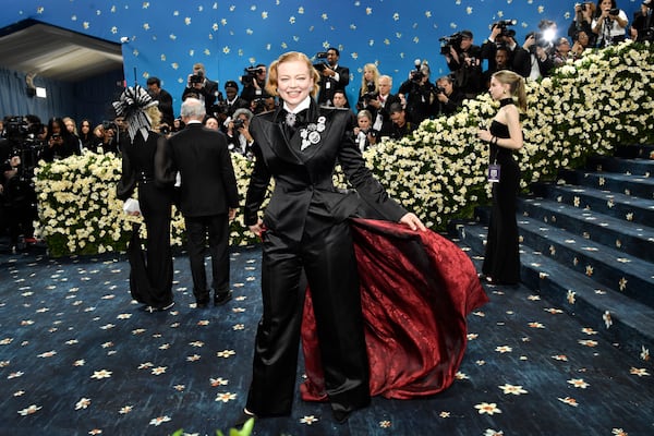 Sarah Snook attends The Metropolitan Museum of Art's Costume Institute benefit gala celebrating the opening of the "Superfine: Tailoring Black Style" exhibition on Monday, May 5, 2025, in New York. (Photo by Evan Agostini/Invision/AP)