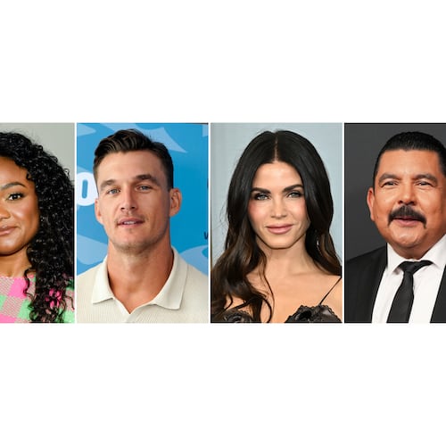 This combination of images shows Tatyana Ali, from left, Tyler Cameron, Jenna Dewan, Guillermo Rodriguez and Julia Stiles. (AP Photo)