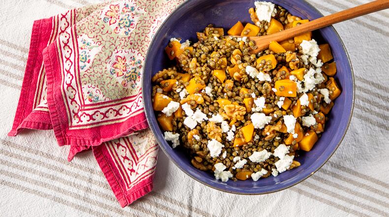 Warm Lentil and Squash Salad. (Aaliyah Man for The Atlanta Journal-Constitution)