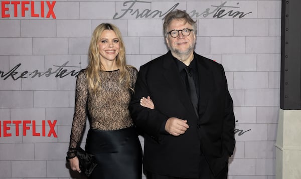Kim Morgan (left) and director Guillermo del Toro attend a special screening of Netflix's "Frankenstein" at the Plaza Hotel on Oct. 20, 2025. (CJ Rivera/Invision/AP)