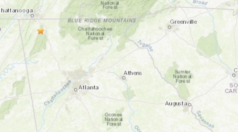 The earthquake was confirmed in Tunnel Hill, Georgia.