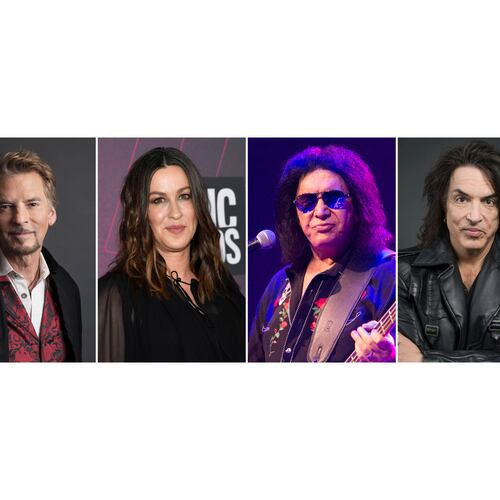This combination of images shows songwriters, from left, Kenny Loggins, Alanis Morissette, Hene Simmons, Paul Stanley and Taylor Swift. (AP Photo)