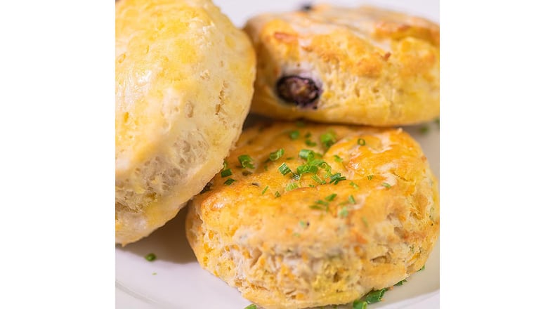 The biscuit trio with garlic cheddar, blueberry lemon zest and buttermilk biscuits from College Park's Buttermilk Biscuit.