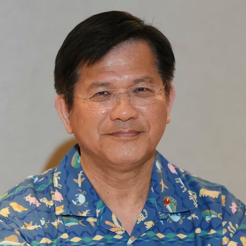 Taiwan's Foreign Minister Lin Chia-lung speaks to reporters during the Pacific Islands Forum Leaders Meeting in Koror, Palau, Tuesday, Sept. 1, 2026. (AP Photo/Charlotte Graham-McLay)