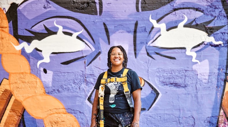 Muralist Drew Borders painted the Ormewood Avenue bridge for Art on the Atlanta BeltLine. (Photo courtesy of Drew Borders)