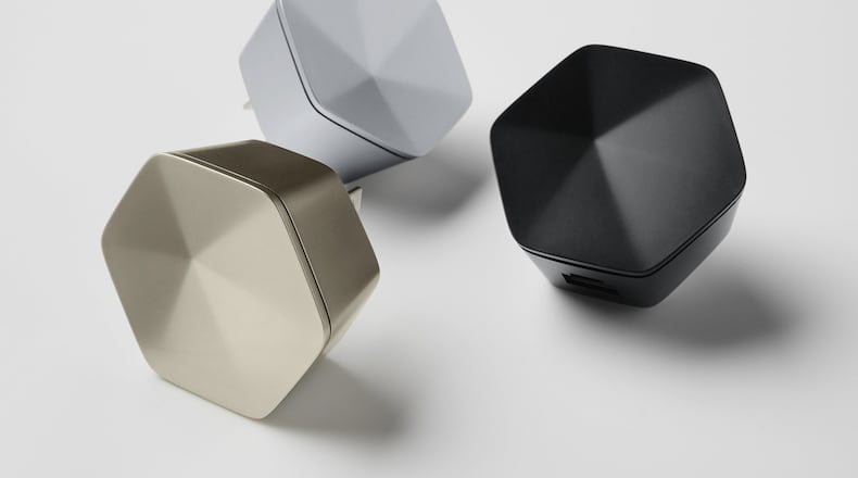 A collection of Plume Pods, one in each of the colors the company offers. Plume, a Palo Alto startup, has crafted a WiFi networking system comprised of multiple pods rather than a single router. The Pods are designed to work together to distribute WiFi signals throughout a house to eliminate dead zones. (Plume)