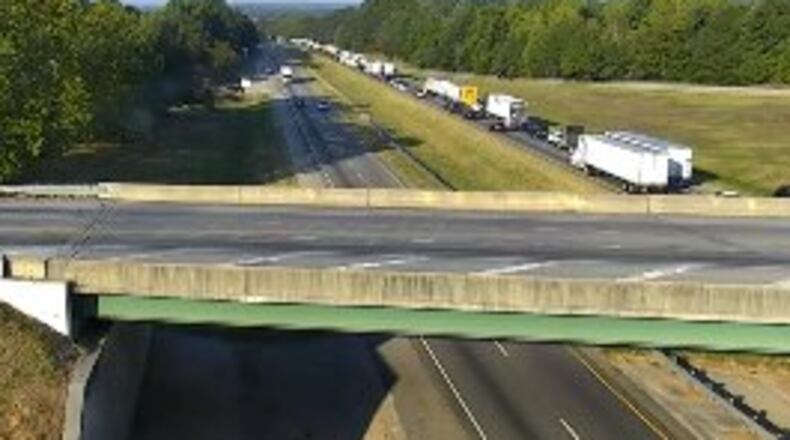 A truck hit a bridge in Jackson County, the sheriff’s office said Monday. (Credit: Channel 2 Action News)