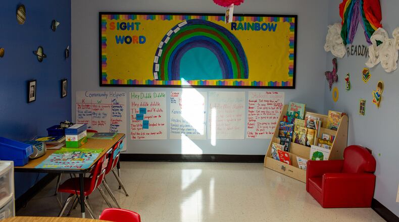 The reading corner in Micahiah Drake’s classroom is seen at Liberty Point Elementary School in Union City, Georgia, on Friday, October 16, 2020. Georgia Department of Education officials are considering changes to guide the teaching of English Language Arts in the state’s public schools. AJC FILE PHOTO.