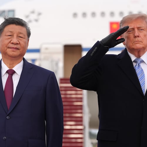 President Donald Trump and China's President Xi Jinping participate in an arrival ceremony at Joint Base Andrews, Md., Wednesday, Sept. 23, 2026.(AP Photo/Alex Brandon)