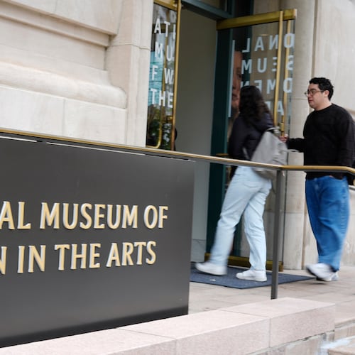 People are seen entering the main entrance to the National Museum of Women in the Arts in downtown Washington, Wednesday, Oct. 29, 2025. (AP Photo/Pablo Martinez Monsivais)