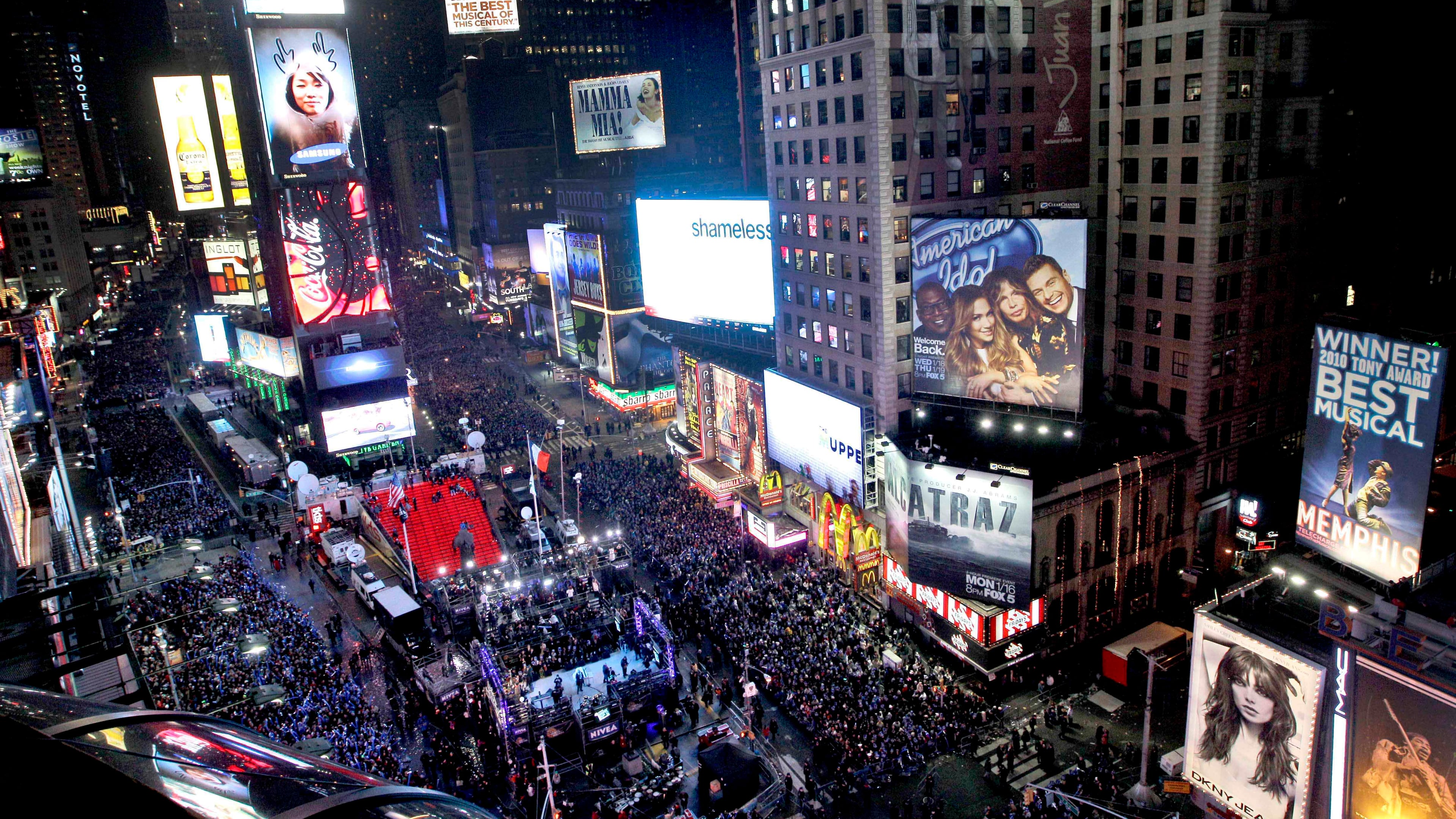 FILE - In this Dec. 31, 2011 file photo, the crowd packs New York's Times Square during the New Year's Eve celebration as seen from the Marriott Marquis hotel. (AP Photo/Mary Altaffer, File)