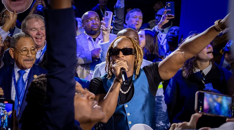 Rapper Lil Jon performs during the Georgia roll call on the second day of the Democratic National Convention at United Center in Chicago on Tuesday, Aug. 20, 2024. (Arvin Temkar/The Atlanta Journal-Constitution/TNS)