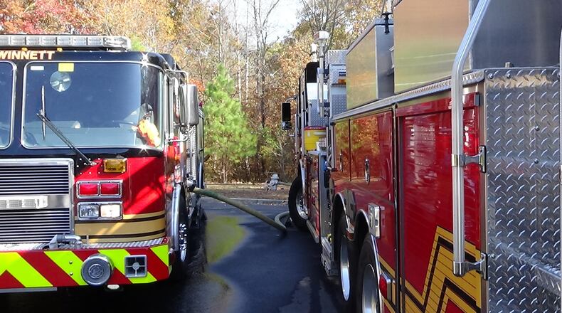 The Gwinnett County fire department says a fire in Dacula burned about 4.5 acres in Harbins Park.
