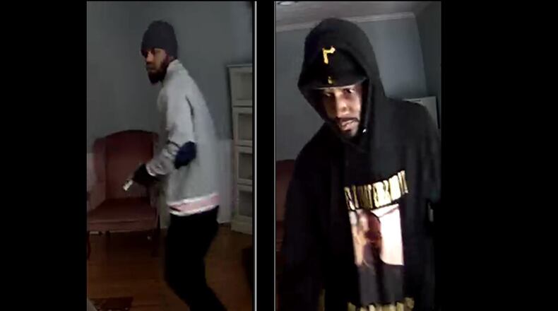 Police are seeking these two men, who are suspects in a Lawrenceville home burgary.