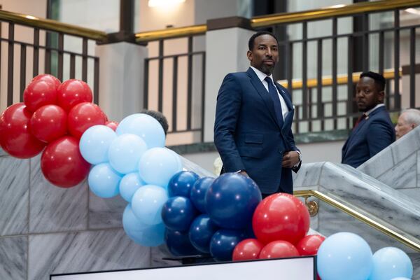 During his City Hall press conference on Tuesday, Sept. 30, 2025, Atlanta Mayor Andre Dickens called the Neighborhood Reinvestment Initiative an “ambitious vision” that will make “purposeful investments in the people and places that have, for far too often, been left behind.” (Jason Getz/AJC)