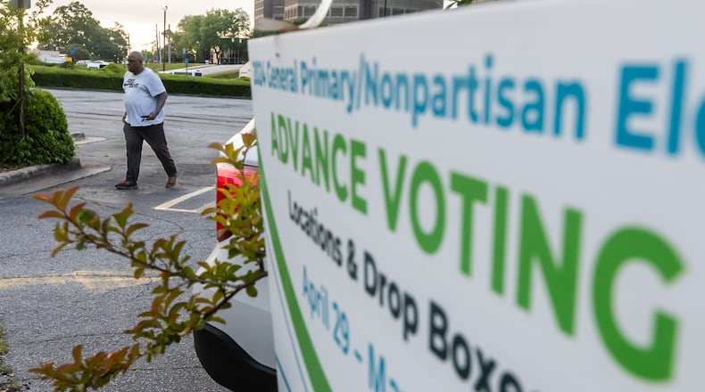 James Beck arrives to vote early on Monday April 29, 2024 at the Dekalb County Voter Registration & Elections Office. (John Spink/AJC)