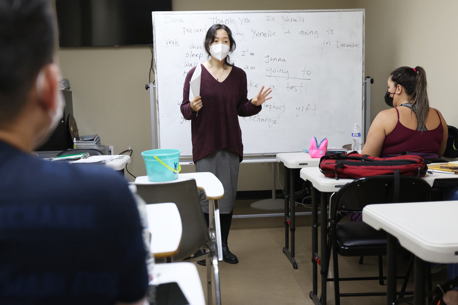 Annie Suen teaches English in an entry level class on Nov. 11, 2021. The  Center for Pan Asian Community Services offers online and in-person classes. (Miguel Martinez for The Atlanta Journal-Constitution)